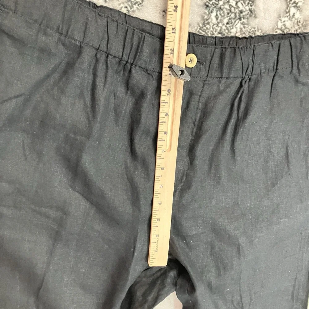 Quince 100% European Linen Pants Womens Size XL Black NWT Straight Leg Pull On
